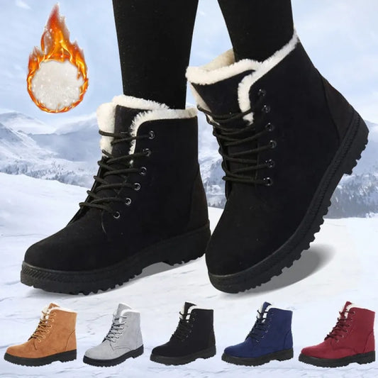 Women Winter Boots Ladies Snow Boots Lace Up Ankle Boots
