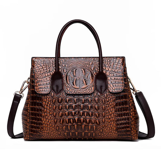 Genuine Leather Bags Women Crocodile Luxury Handbags Designer Crossbody Bags Female Retro
