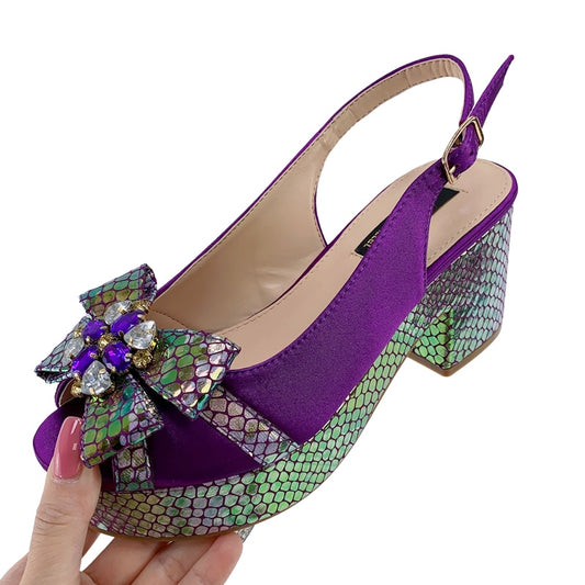 Purple Women's Party High Heels Butterfly Gem Decoration