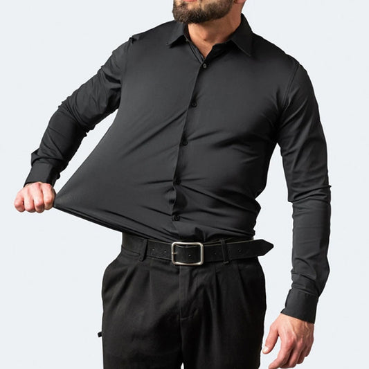 elastic force non-iron men long-sleeved business casual shirt