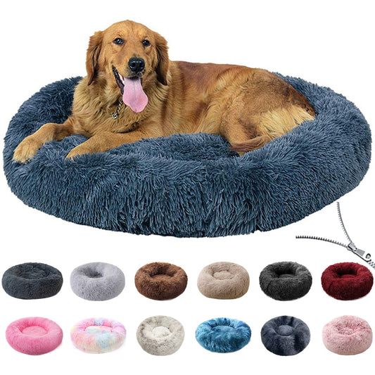 Round Dog Bed Cushion Soft Plush Beds for Dog & Cat Winter Warm