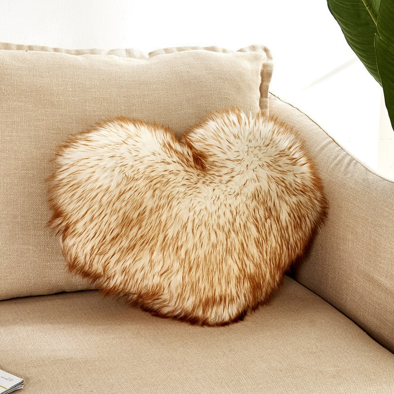 Shaggy Pillow Love Heart Cushion Cover Faux Fur Sheepskin - todayshealthandwellnessshop