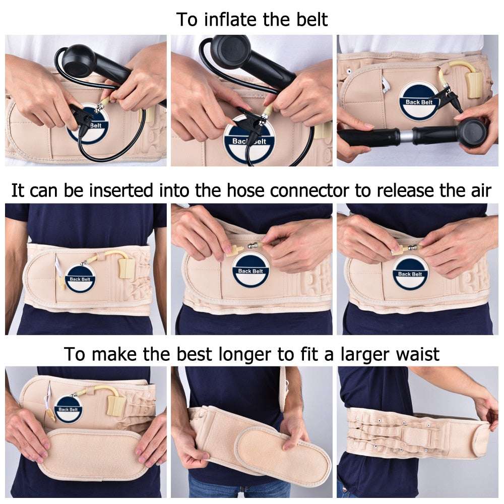 Air Decompression Back Belt Physiotherapy Inflatable Waist Lumbar Traction Brace - todayshealthandwellnessshop
