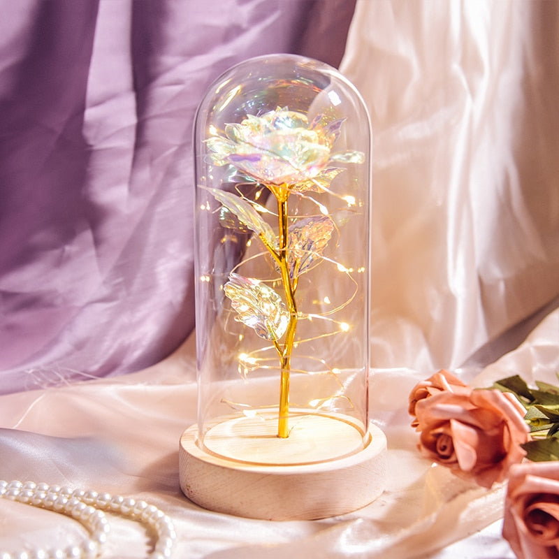 Preserved Roses In Glass Galaxy Rose LED Light - todayshealthandwellnessshop