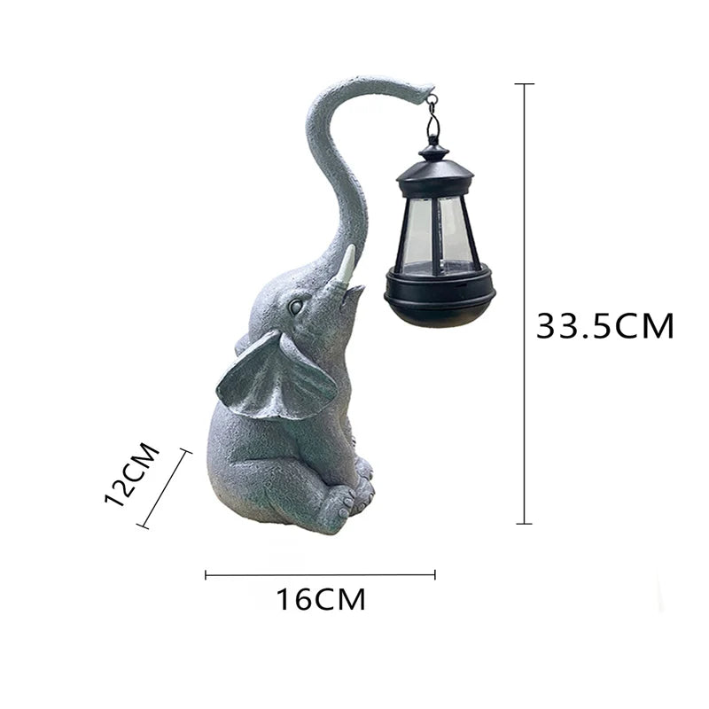 Outdoor Elephant Solar Lamp, Waterproof, Solid Resin Craft, Garden Decoration, Home Decoration