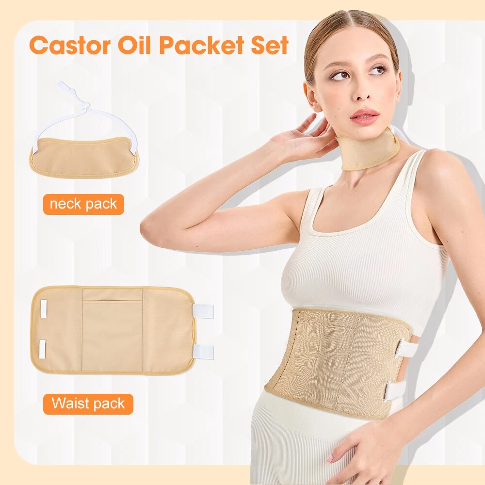 Castor Essential Oil Pack Neck Pad Waist Bag Soft Wool Sleep Conditioning Aid Less Mess Reusable Comfort Fit Oxford Cotton Cloth