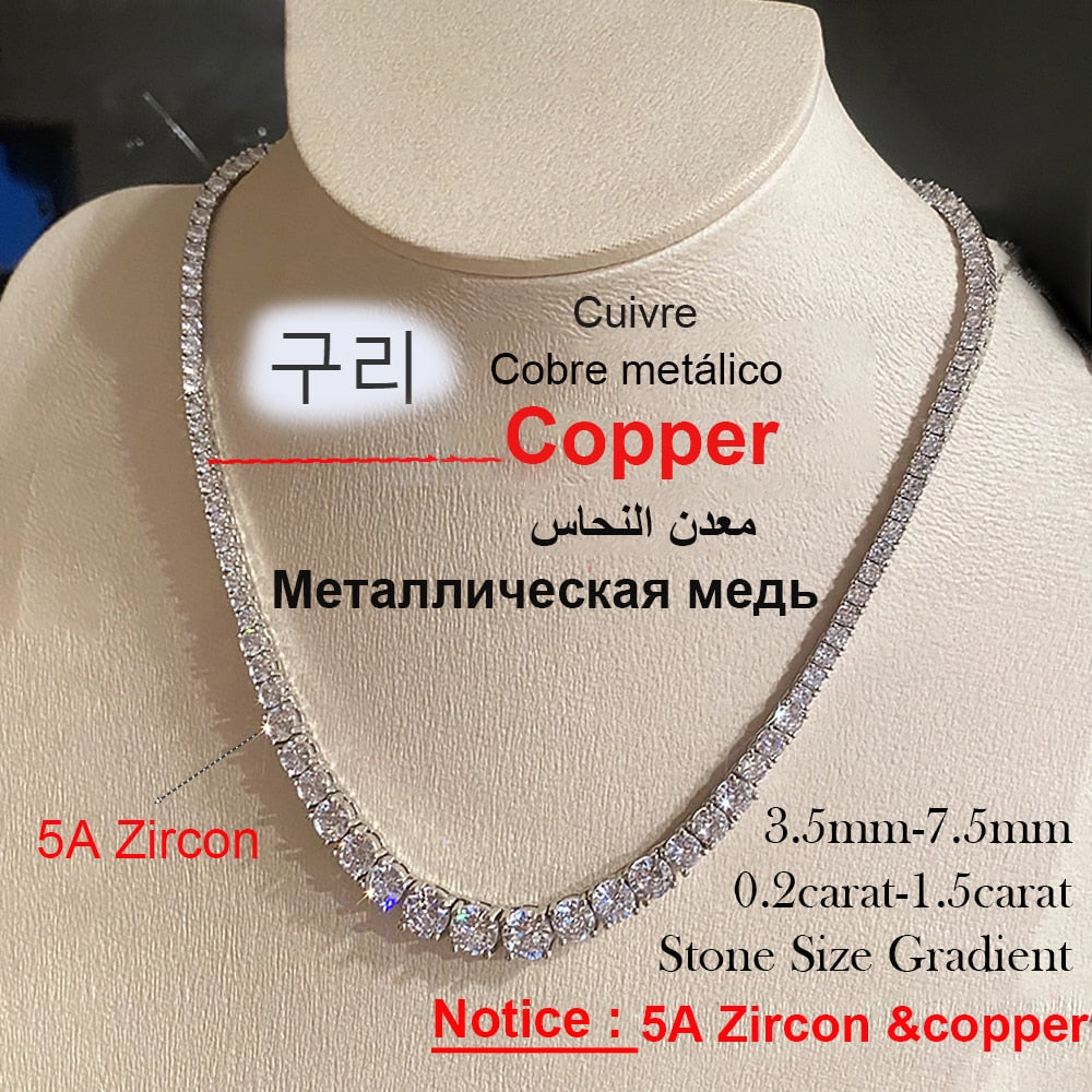 Moissanite  Necklace for Women 925 Sterling Silver Plated Gold 3-5mm Size Gradient Diamond Necklace With Gra Certificates
