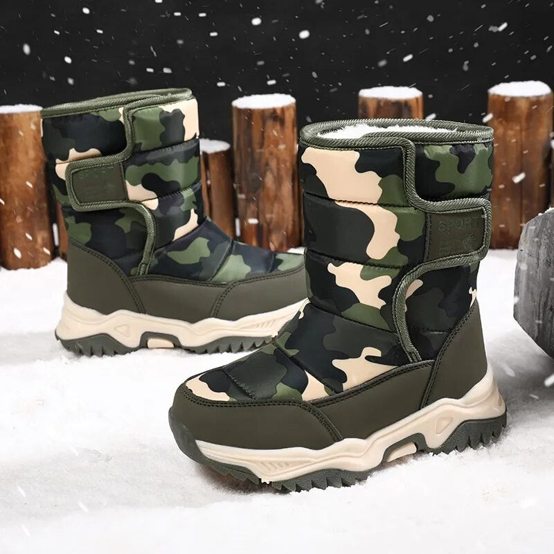 Winter boots Plush Waterproof Fabric Non-Slip Rubber Sole Snow Boots Fashion Warm Outdoor Boots