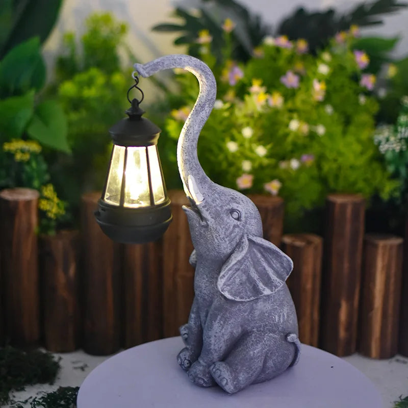 Outdoor Elephant Solar Lamp, Waterproof, Solid Resin Craft, Garden Decoration, Home Decoration