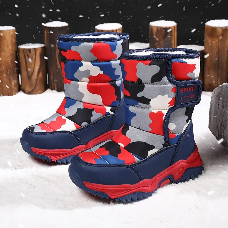 Winter boots Plush Waterproof Fabric Non-Slip Rubber Sole Snow Boots Fashion Warm Outdoor Boots