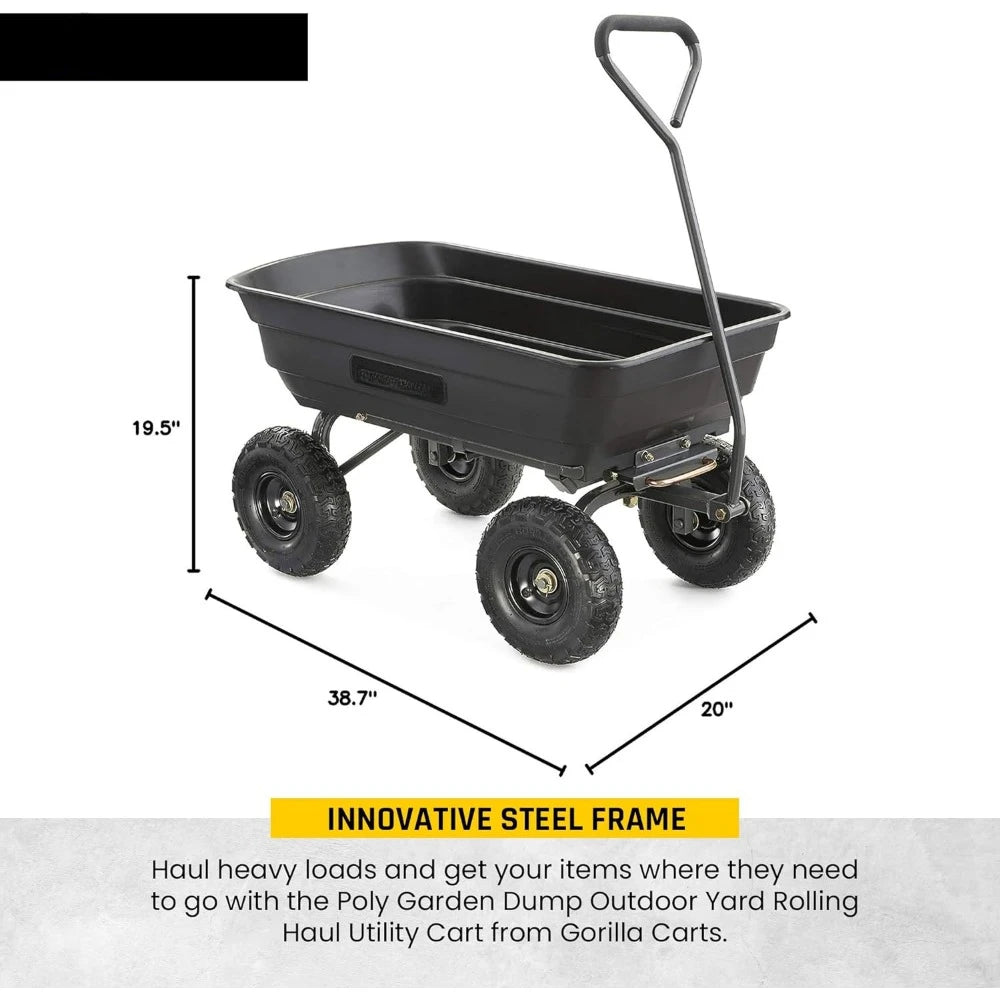 Camping Beach Wagon W/Quick Release System Camping Trolley Cart Poly Garden Dump Cart With Easy to Assemble Steel Frame Supplies