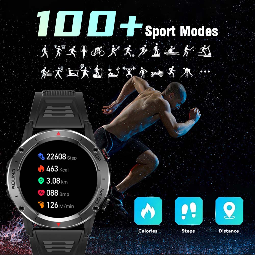 Outdoor Sports Men&#39;s Smart Watch Custom Dial 400mAh Battery IP68 Waterproof
