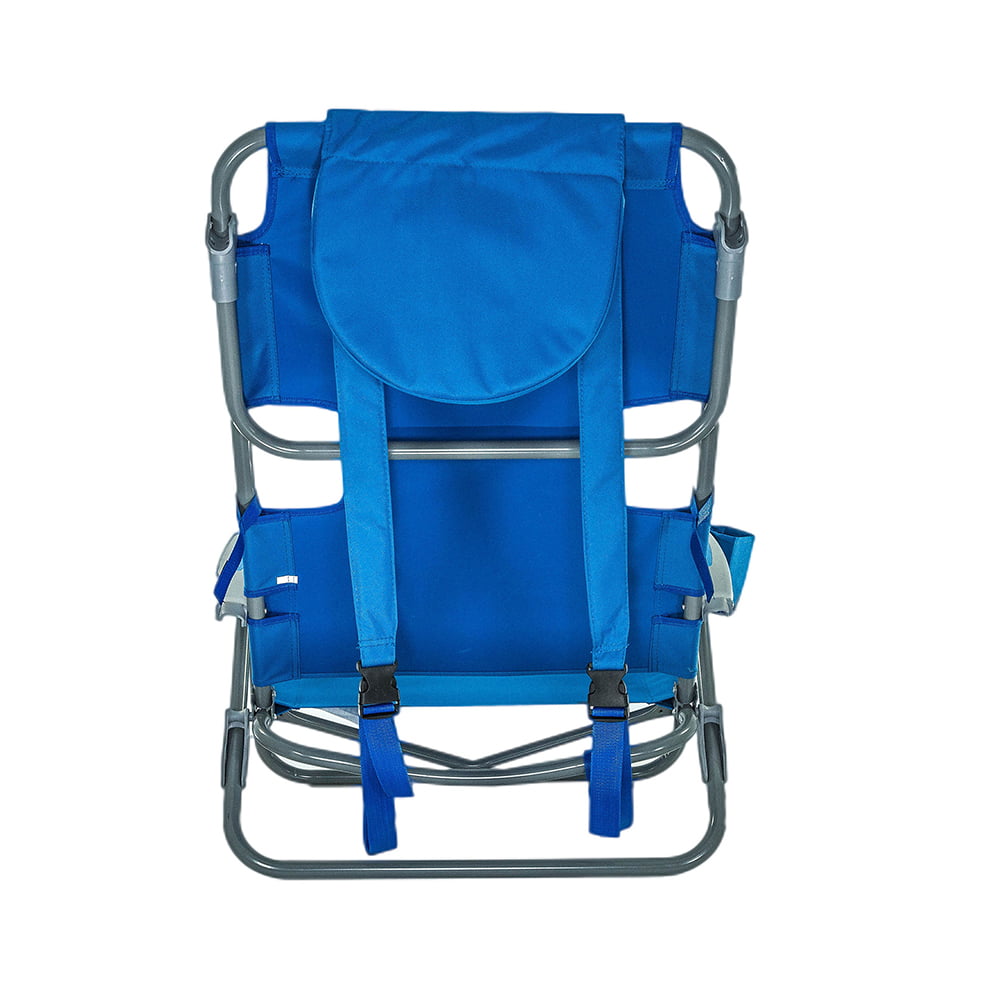 Backpack Steel Beach Chair - Blue Folding Stool - todayshealthandwellnessshop