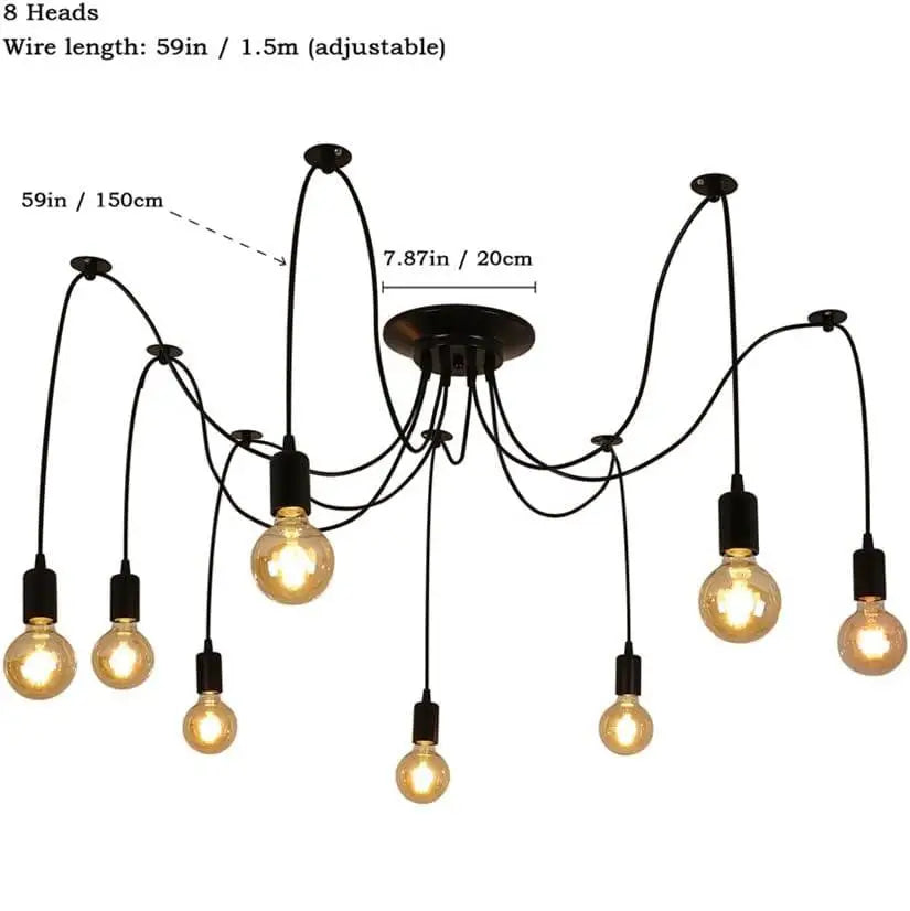 Modern Nordic Retro Hanging Lamps 6/8 Heads Vintage Art Spider Chandelier For Living Room