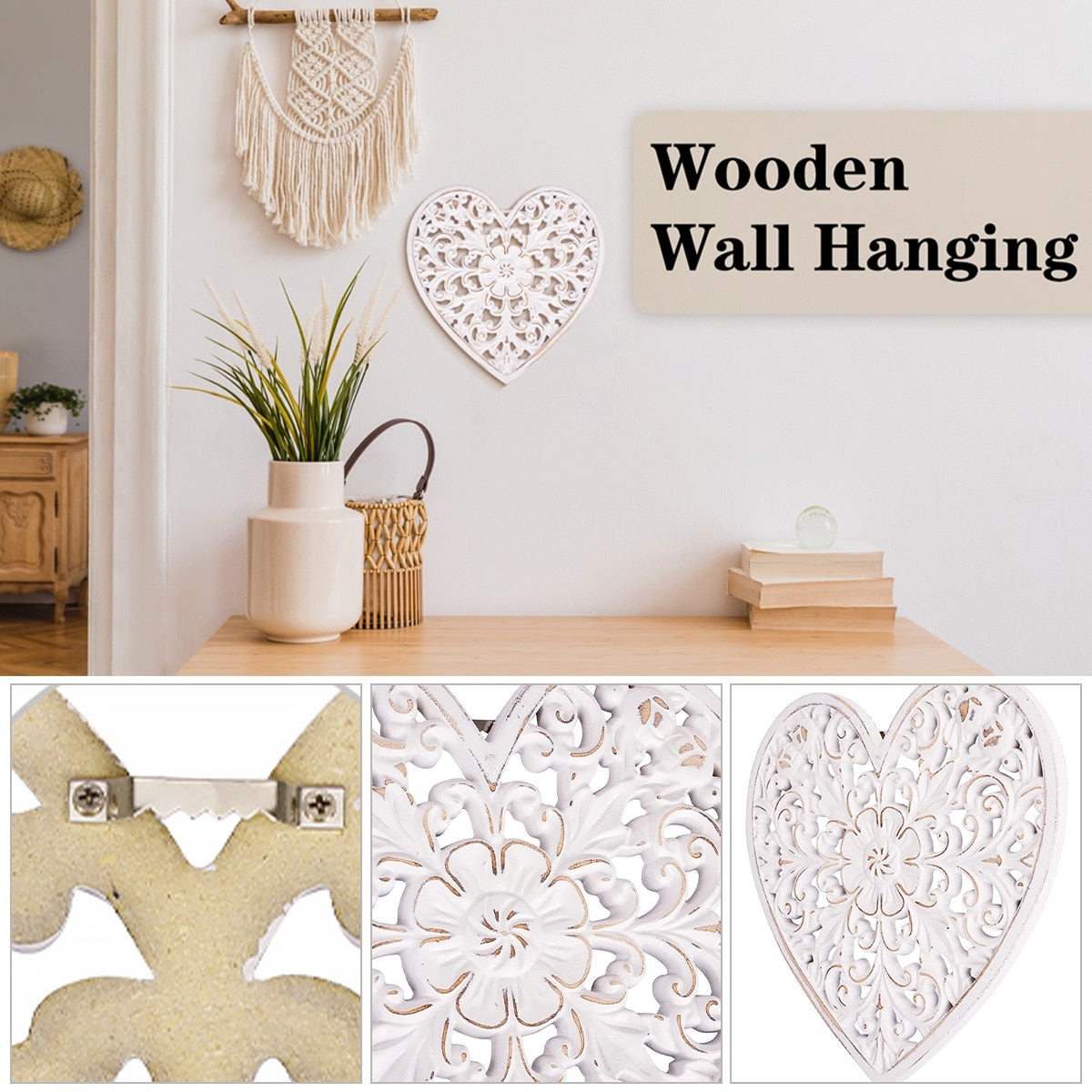 Wooden Wall hanging  Floral Hollow Carved Wall panel - todayshealthandwellnessshop