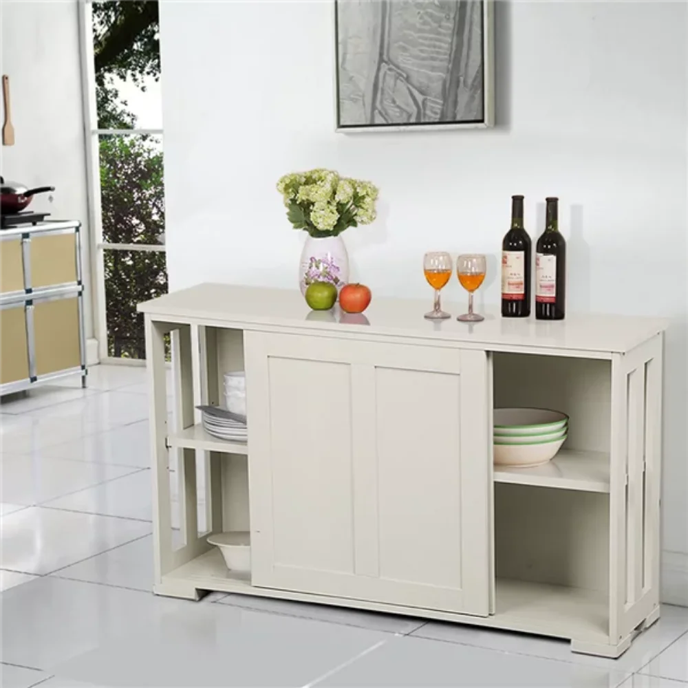 Stackable Buffet Cabinet with Sliding Door Sideboard Storage Cabinet Antique White