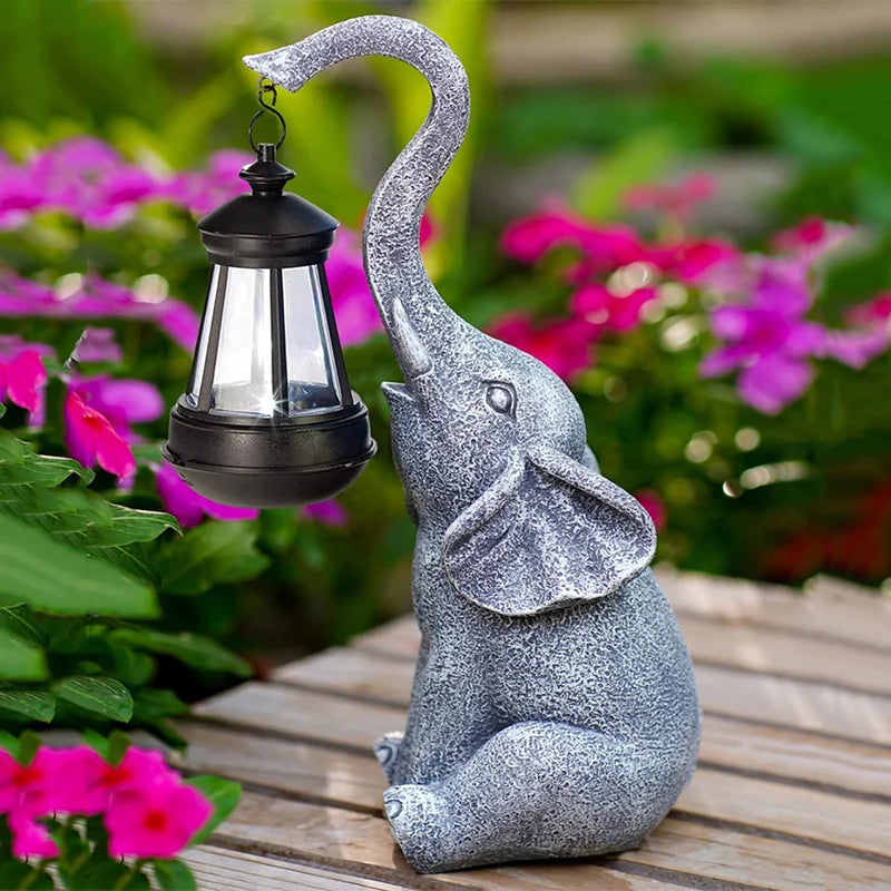 Outdoor Elephant Solar Lamp, Waterproof, Solid Resin Craft, Garden Decoration, Home Decoration