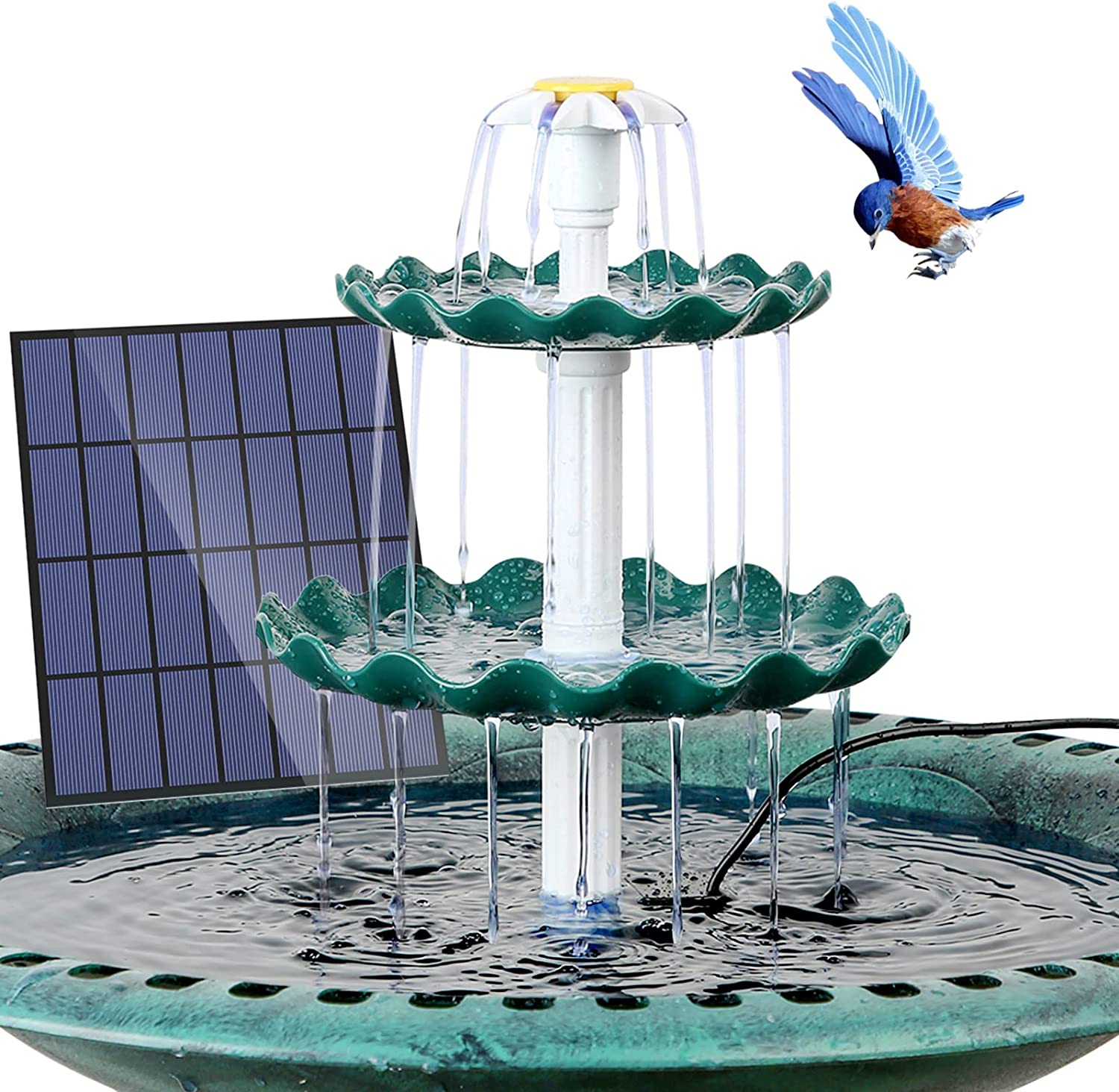 3 Tiered Bird Bath with 3W Solar Pump - todayshealthandwellnessshop