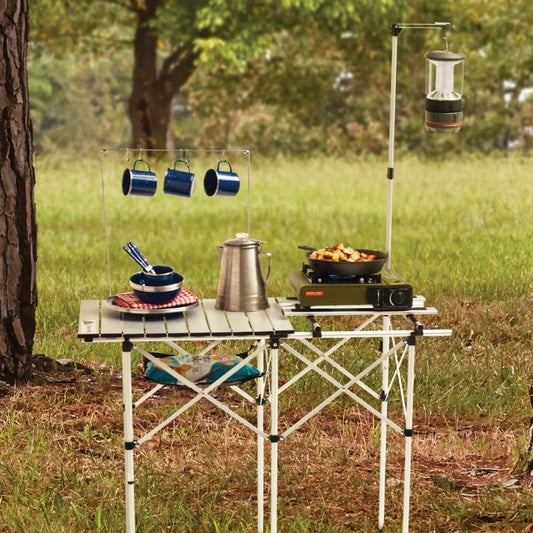 Folding Camp Kitchen Table,  with Adjustable Stove Platform - todayshealthandwellnessshop